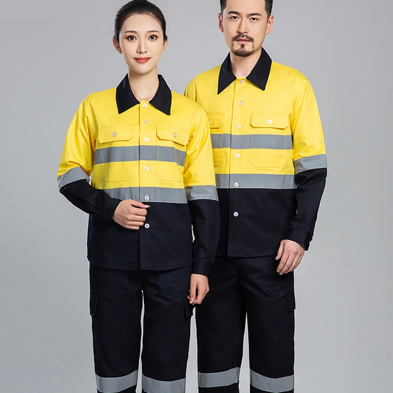 Yellow Construction Work Fr High Visibility Fireproofing Clothes Work Shirts with Hi Vis Reflective Tape