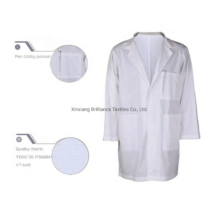 Brushed Technounifrom Polyester Cotton Professional Knitted Lab Coat Malaysia