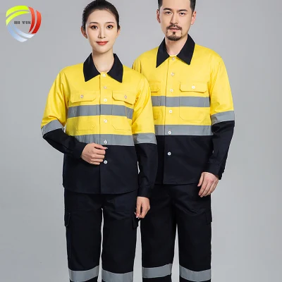 Travail de construction jaune FR vêtements ignifuges haute visibilité chemises de travail avec bande réfléchissante haute visibilité